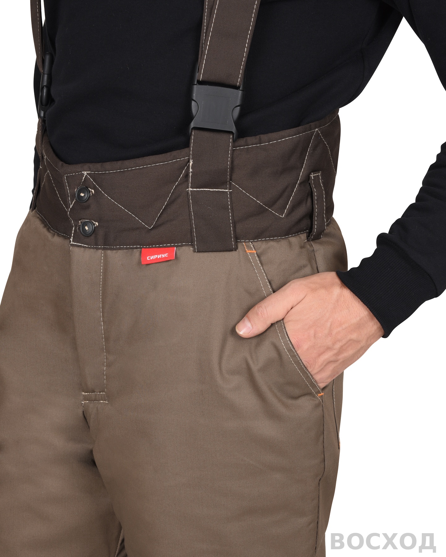 Костюм СИРИУС-РОДОС-РОСС зимний, куртка, брюки, светло- с тёмно-коричневым и СОП