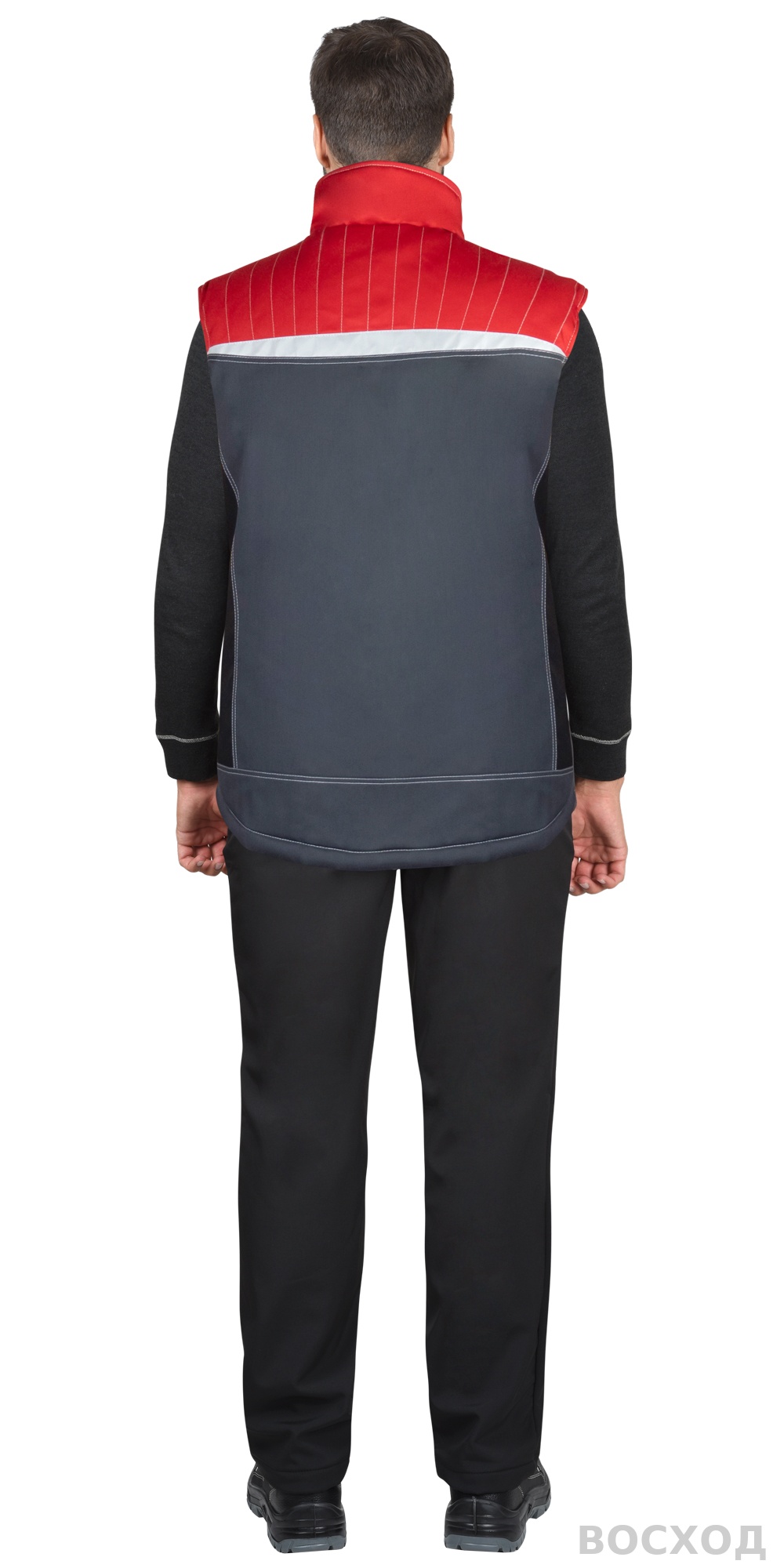 Жилет СИРИУС-ФАВОРИТ-МЕГА тёмно- с черным и красной отделкой
