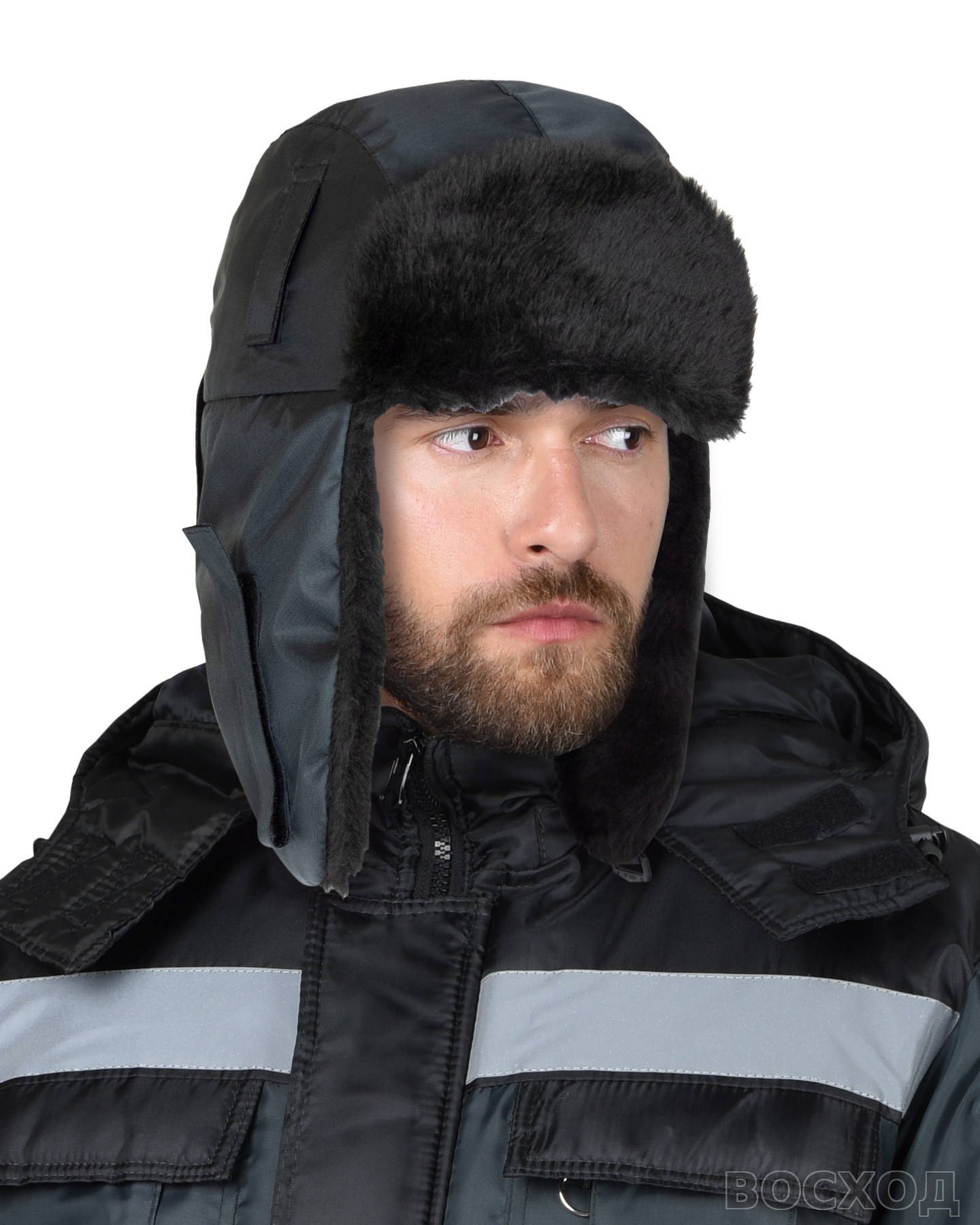 Шапка-ушанка СИРИУС-ЕВРО тёмно-серая