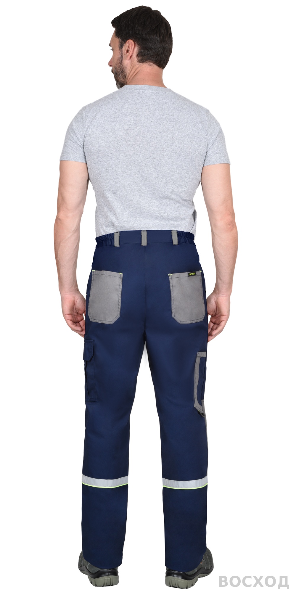 Брюки СИРИУС-СТАН синие со средне-серым и лимонной отделкой