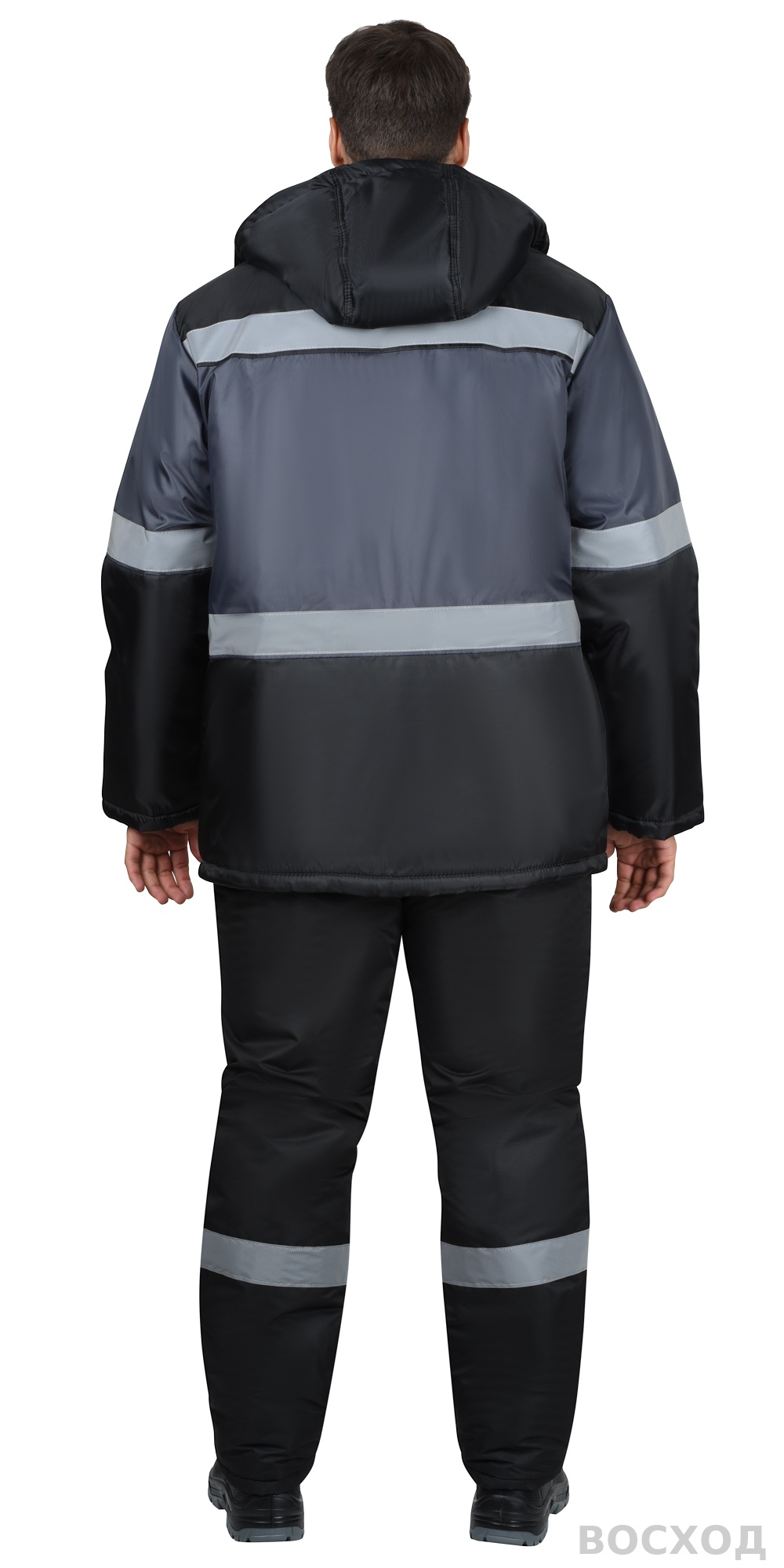 Костюм СИРИУС-ТЕРМИНАЛ зимний, куртка, брюки черный с темно-серым и СОП