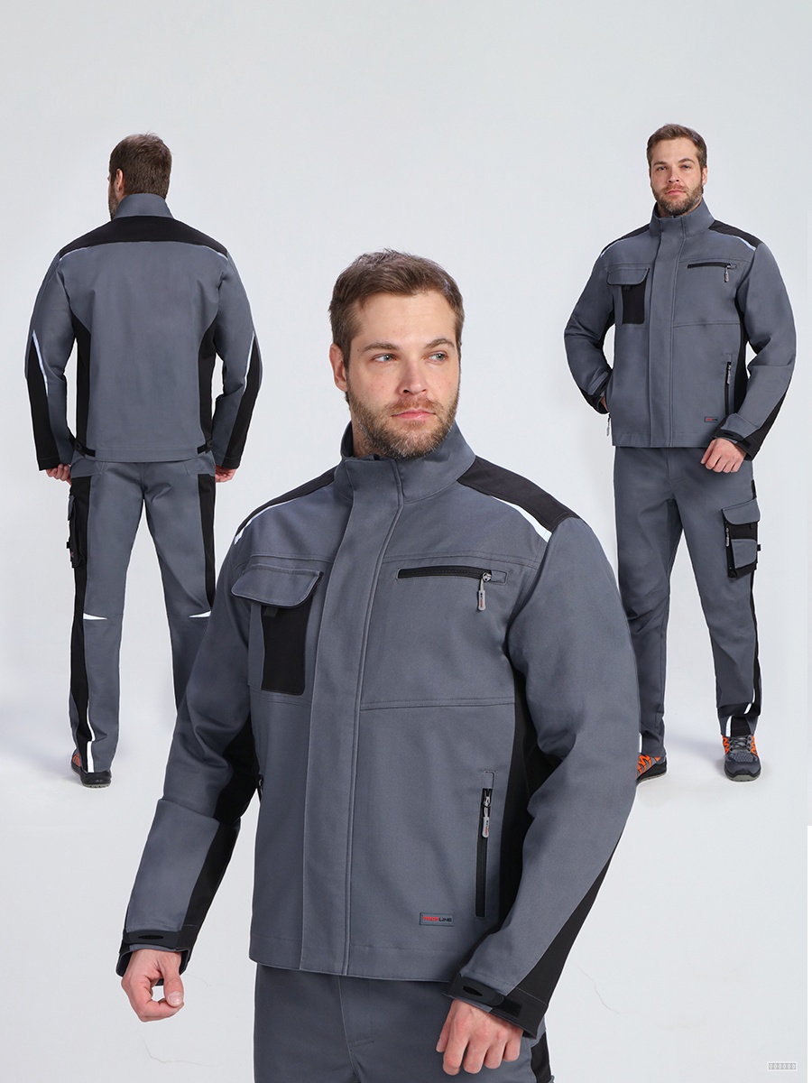 Куртка ProfLineLeader (тк.Хлопок/Спандекс,260), серый/черный