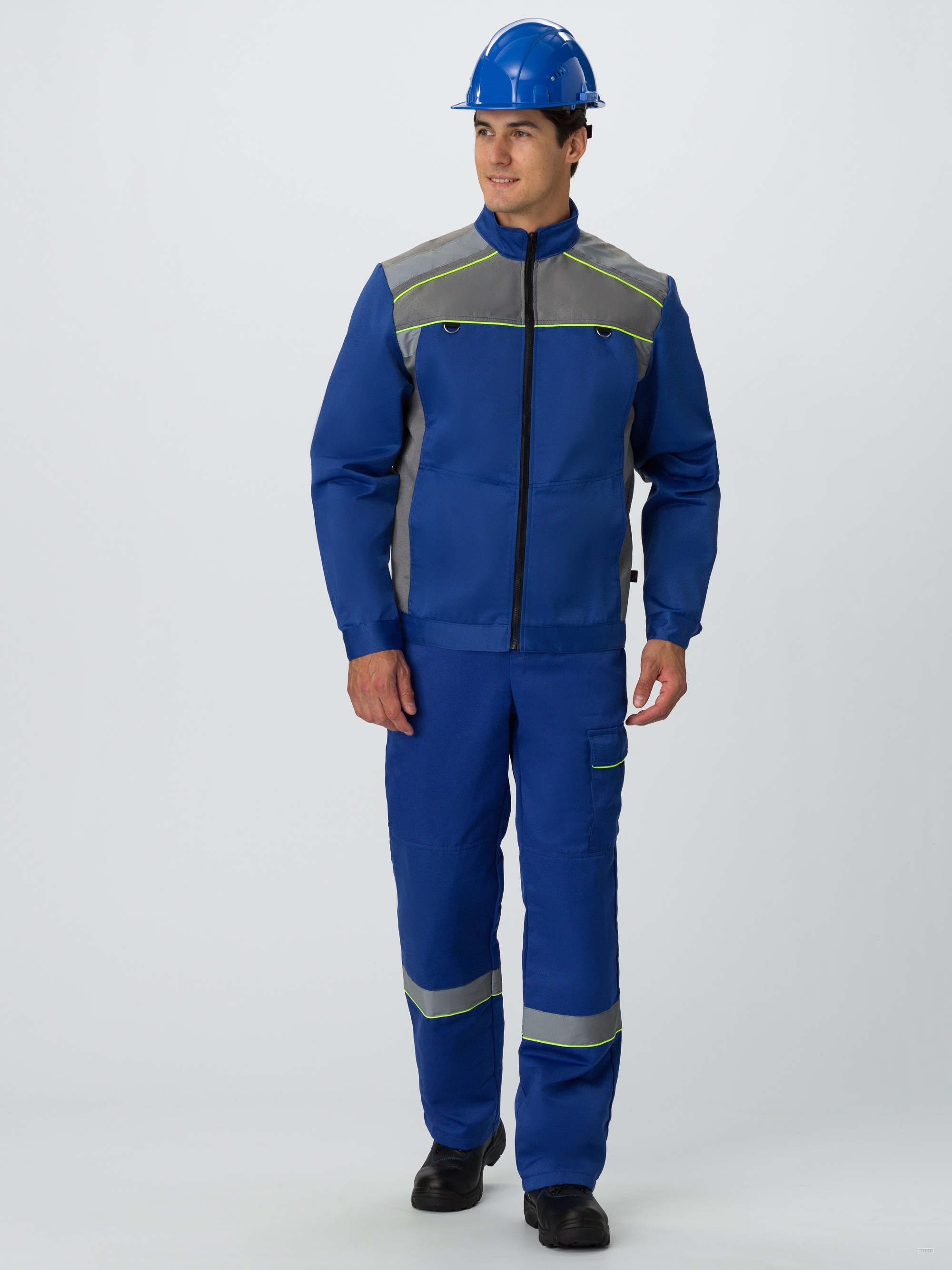 Костюм Практичный-2 СОП (тк.Смесовая, 210) п/к, васильковый/серый
