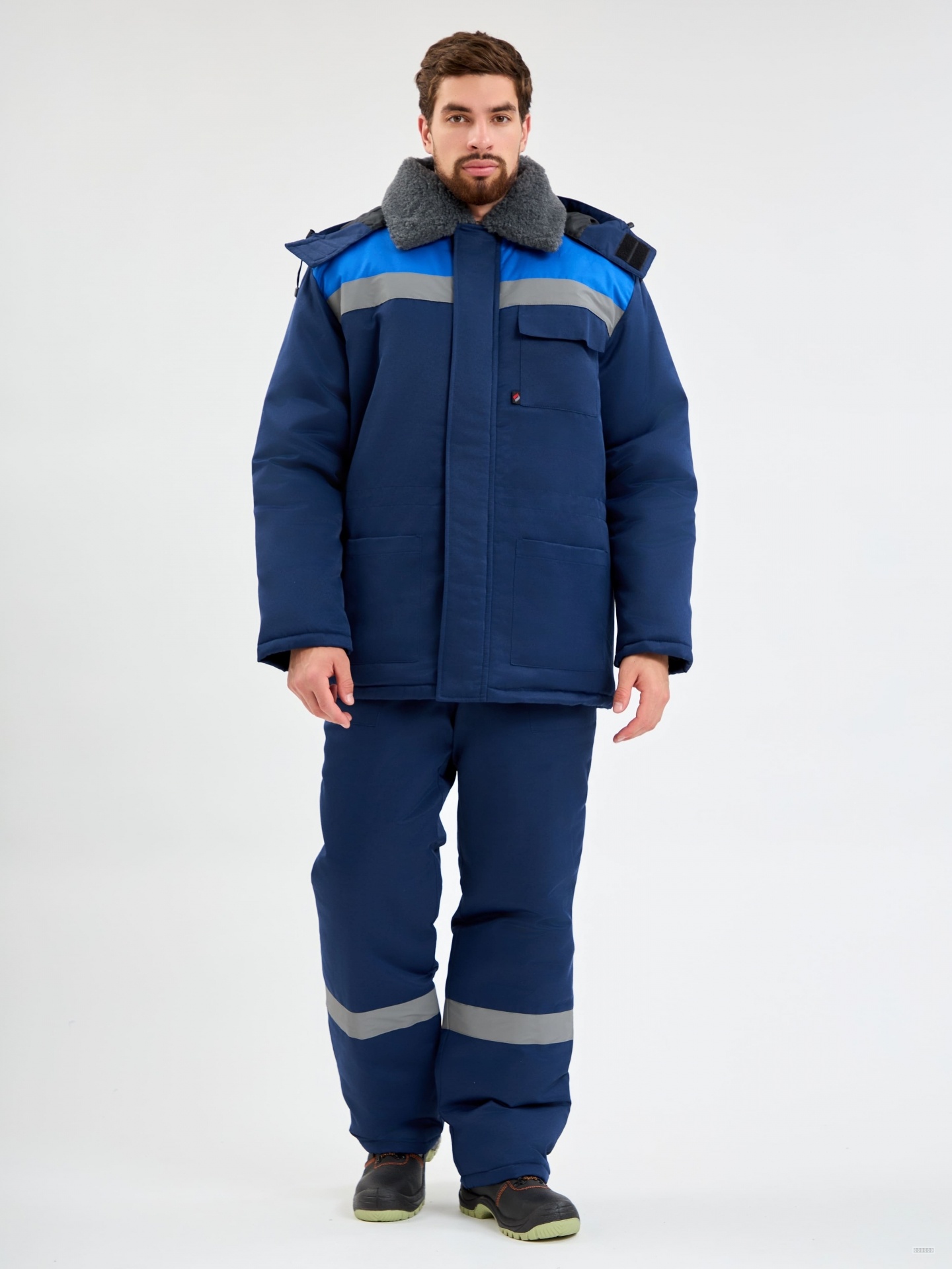 Костюм зимний Квайл-1 СОП (тк.Смесовая,210) брюки, т.синий/васильковый