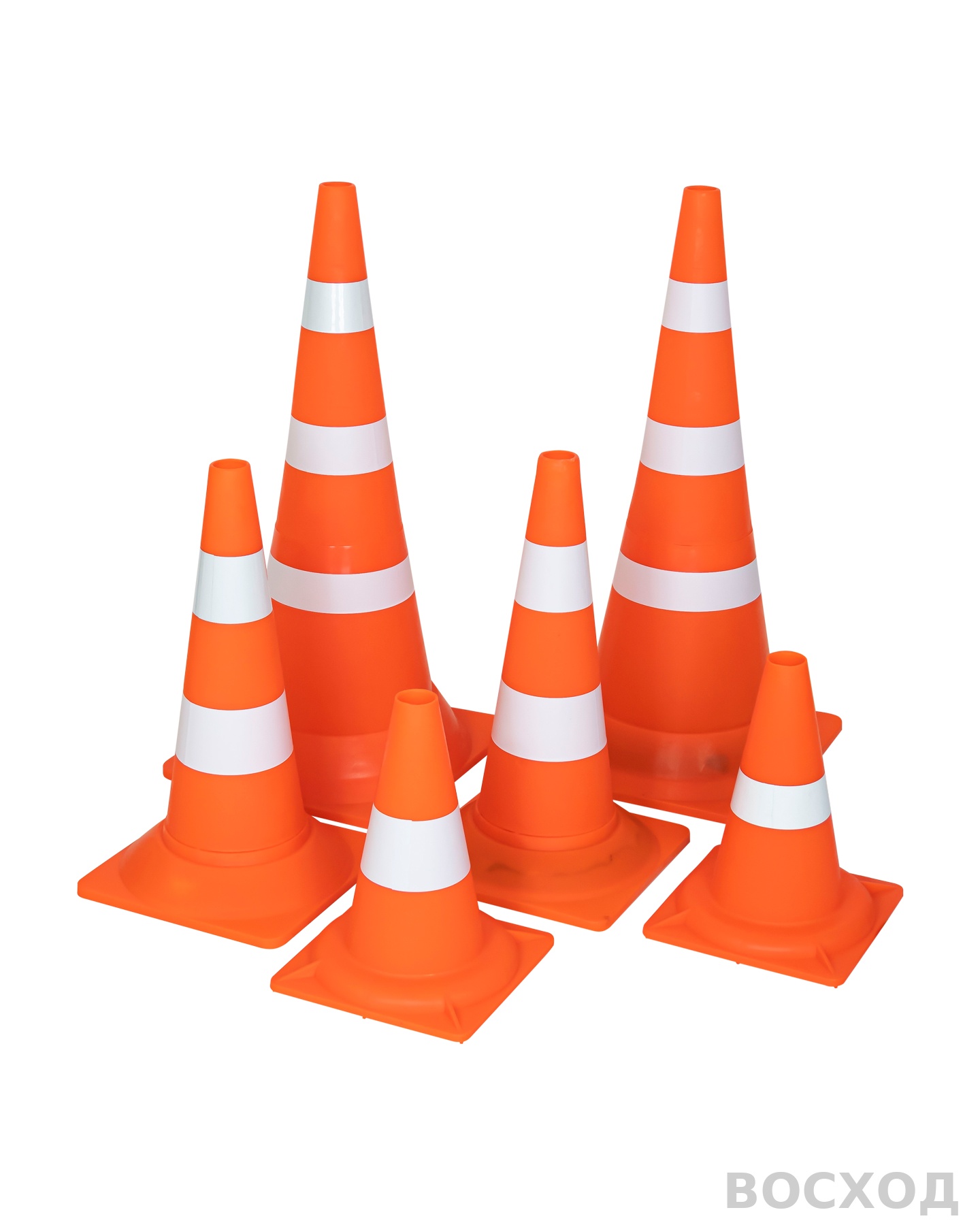 Конус сигнальный дорожный КС-3.5 750 мм. мягкий оранжевый с двумя белыми полосами и СОП
