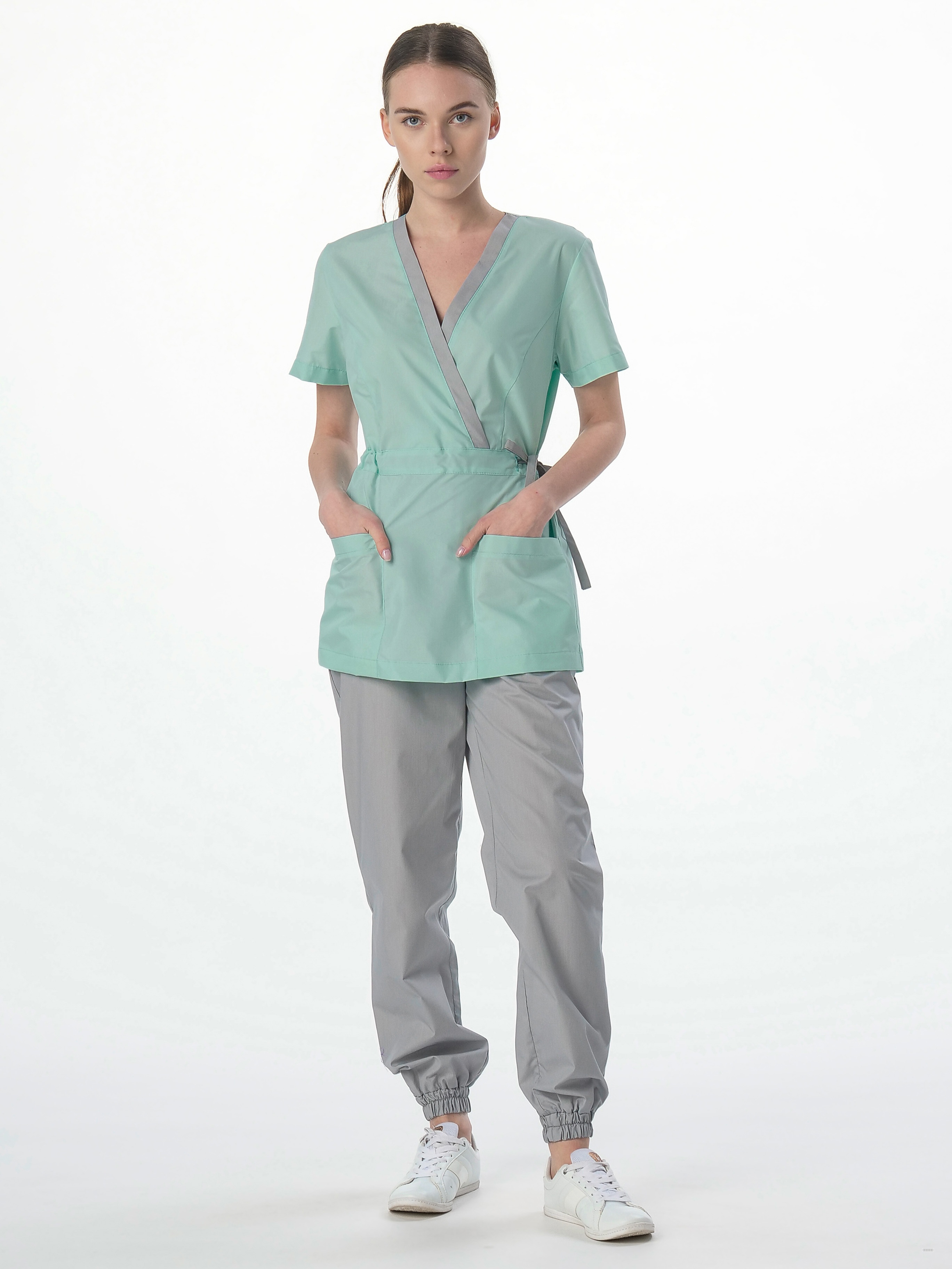 Костюм женский MedLine Арина (тк.Смесовая,120), серый/мятный