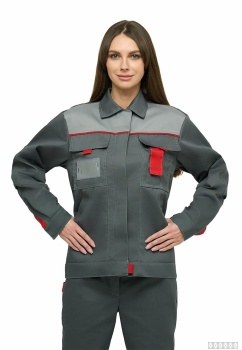 Костюм женский "КАМА" с красным Л10-КБР (куртка + брюки) Минпромторг