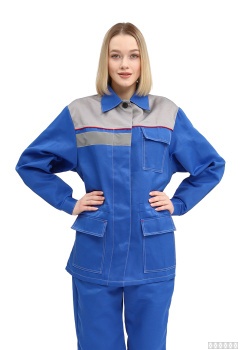 Костюм женский "УДАРНИК" куртка/брюки, цвет: василек/св.серый
