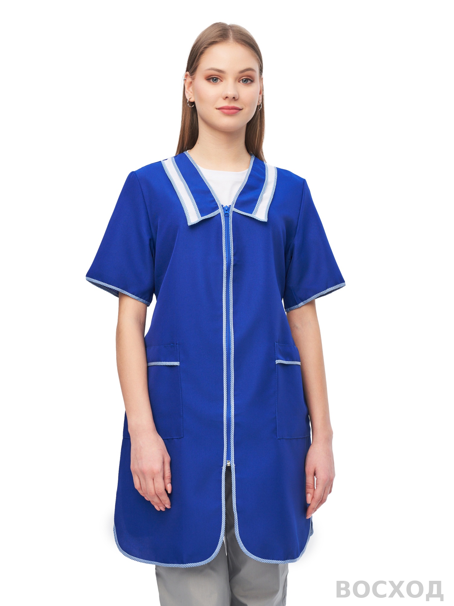 Халат женский "Сакура" васильковый