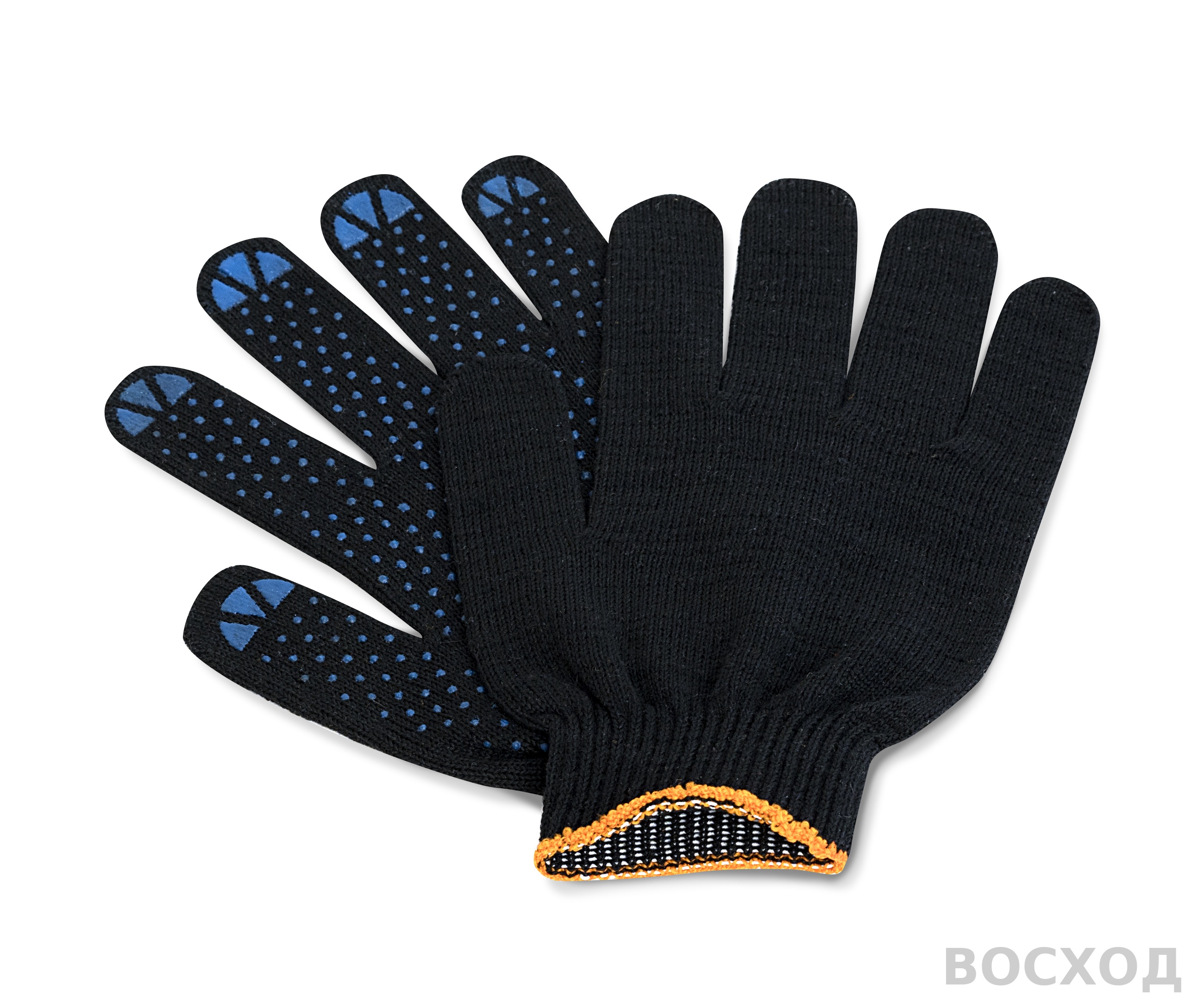 Перчатки х/б Люкс ЧЕРНЫЕ ПВХ-точка 10 кл ПЕР001 - изображение 1