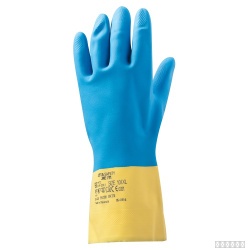 Перчатки неопреновые от химических воздействий JNE711 ATOM DUO Jeta Safety К80/Щ50 желто-голубые
