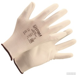 Перчатки WHITE TOUCH нейлоновые с полиуретановым покрытием, белые ULT620 (кор240 пары/ уп12 пар)