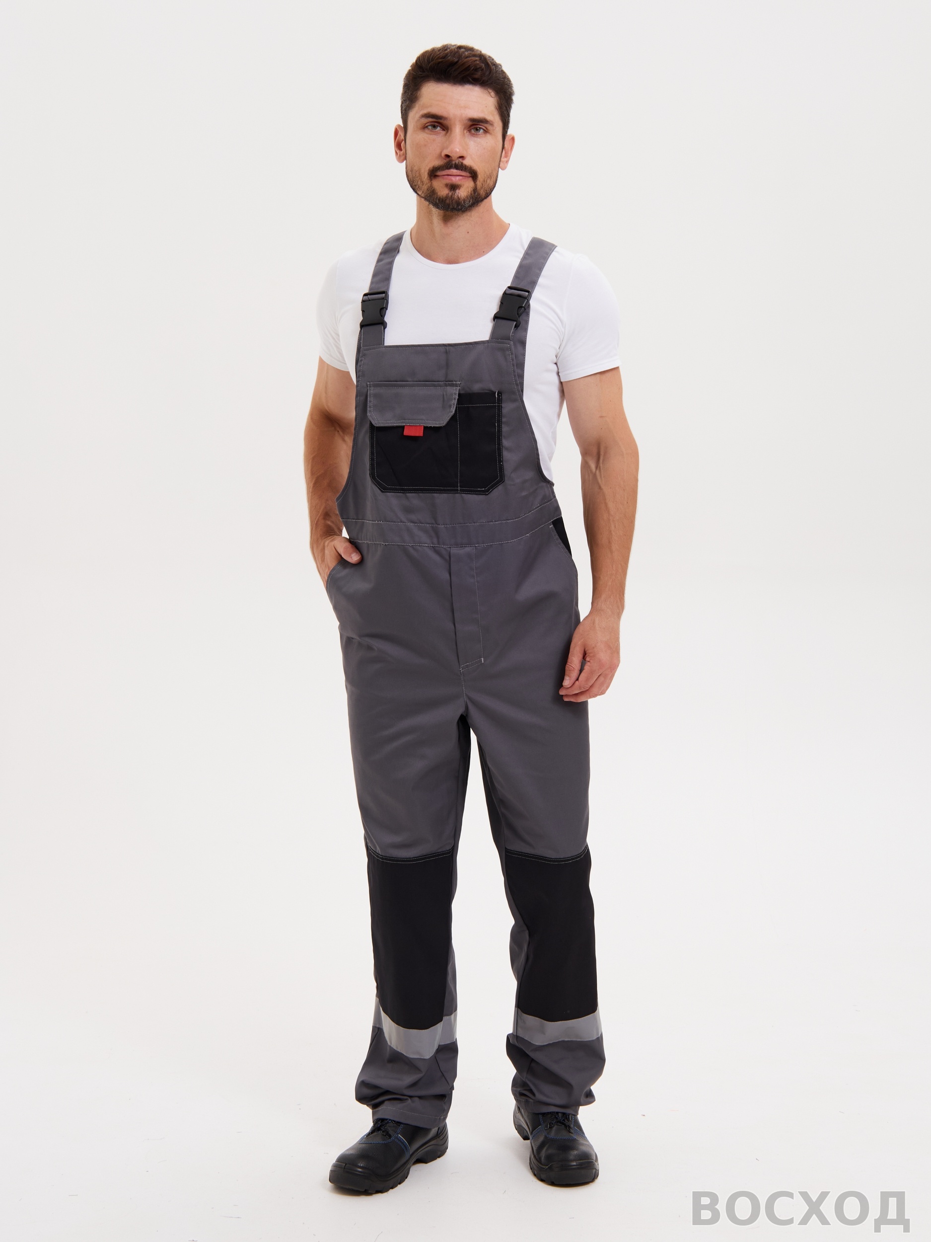 Костюм "Модуль", куртка+п/к, цв. т.серый/черн/св.серый р.48-50/170-176 - изображение 4