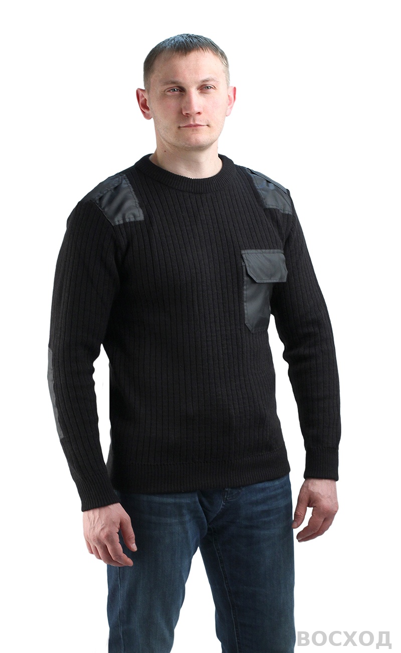 Форменный свитер охранника с накладками черный